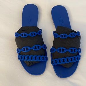 Hermès Blue Sandals Rivage Jelly rubber Plastic